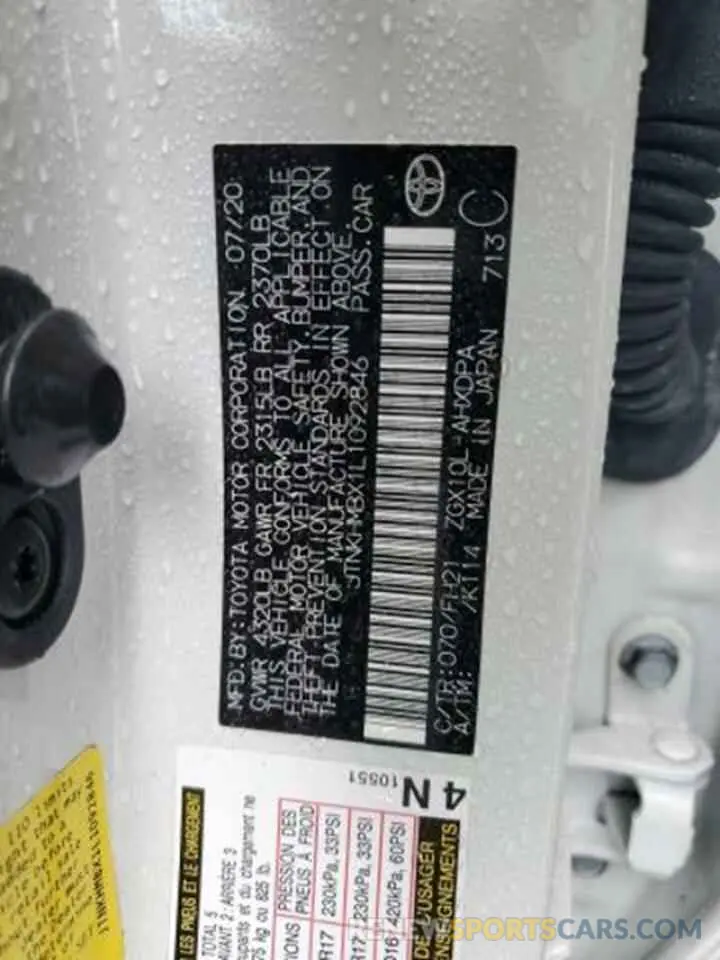 14 Фотография поврежденного автомобиля JTNKHMBX1L1092846 TOYOTA C-HR 2020
