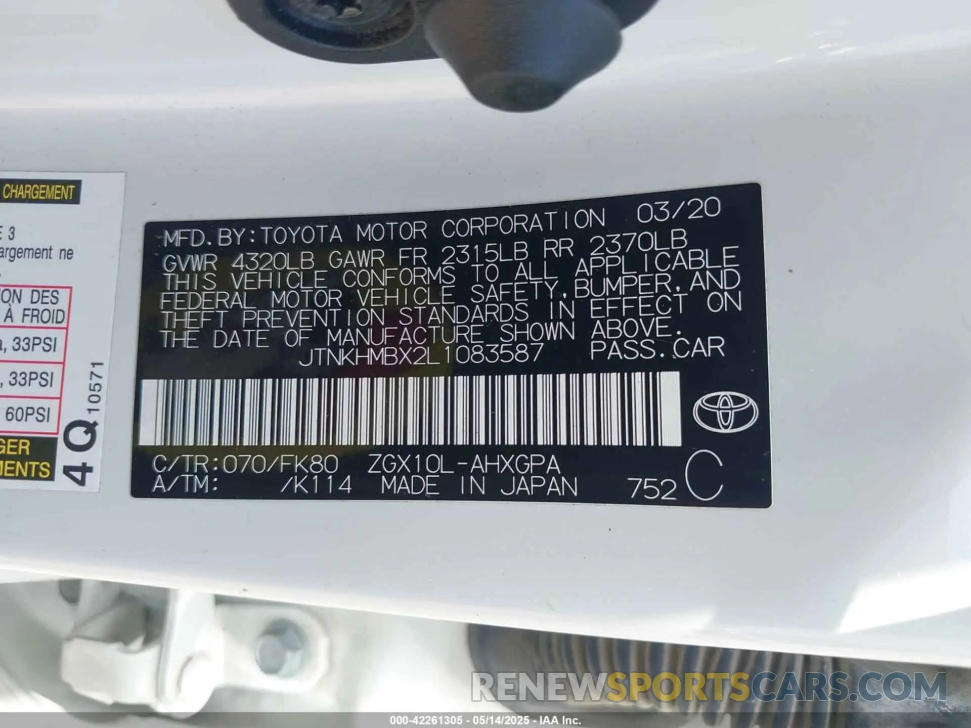 9 Фотография поврежденного автомобиля JTNKHMBX2L1083587 TOYOTA C-HR 2020