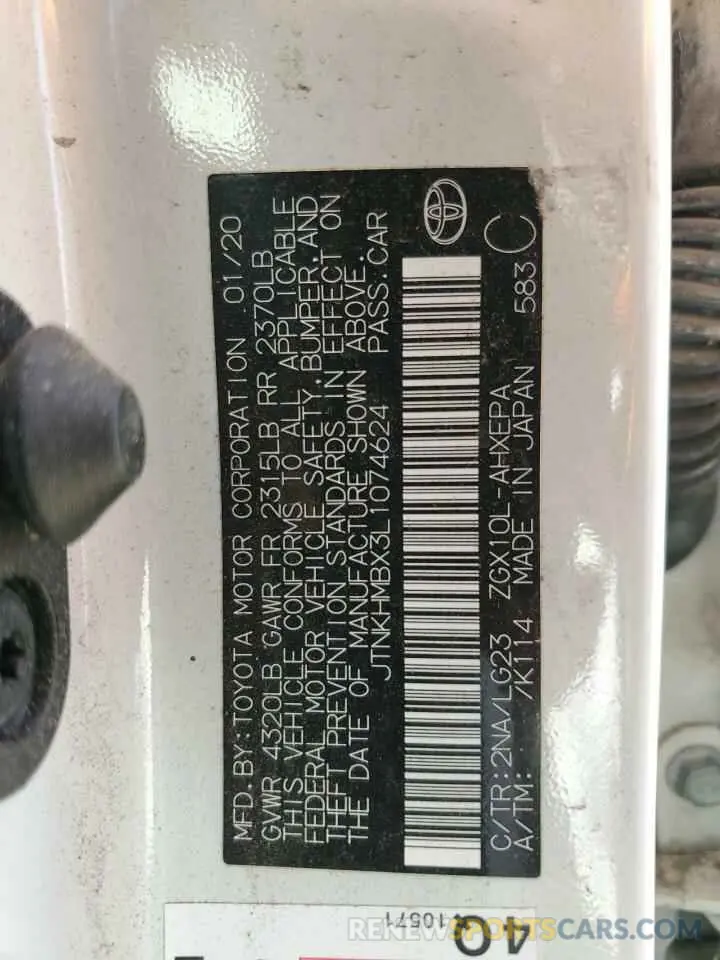 13 Фотография поврежденного автомобиля JTNKHMBX3L1074624 TOYOTA C-HR 2020