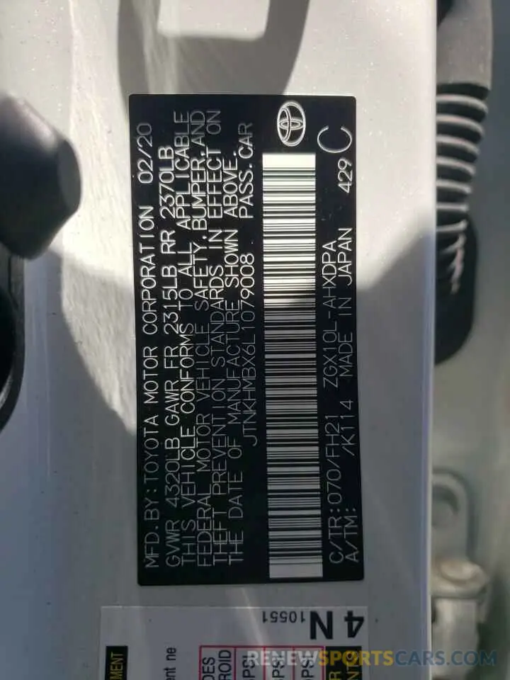 13 Фотография поврежденного автомобиля JTNKHMBX6L1079008 TOYOTA C-HR 2020