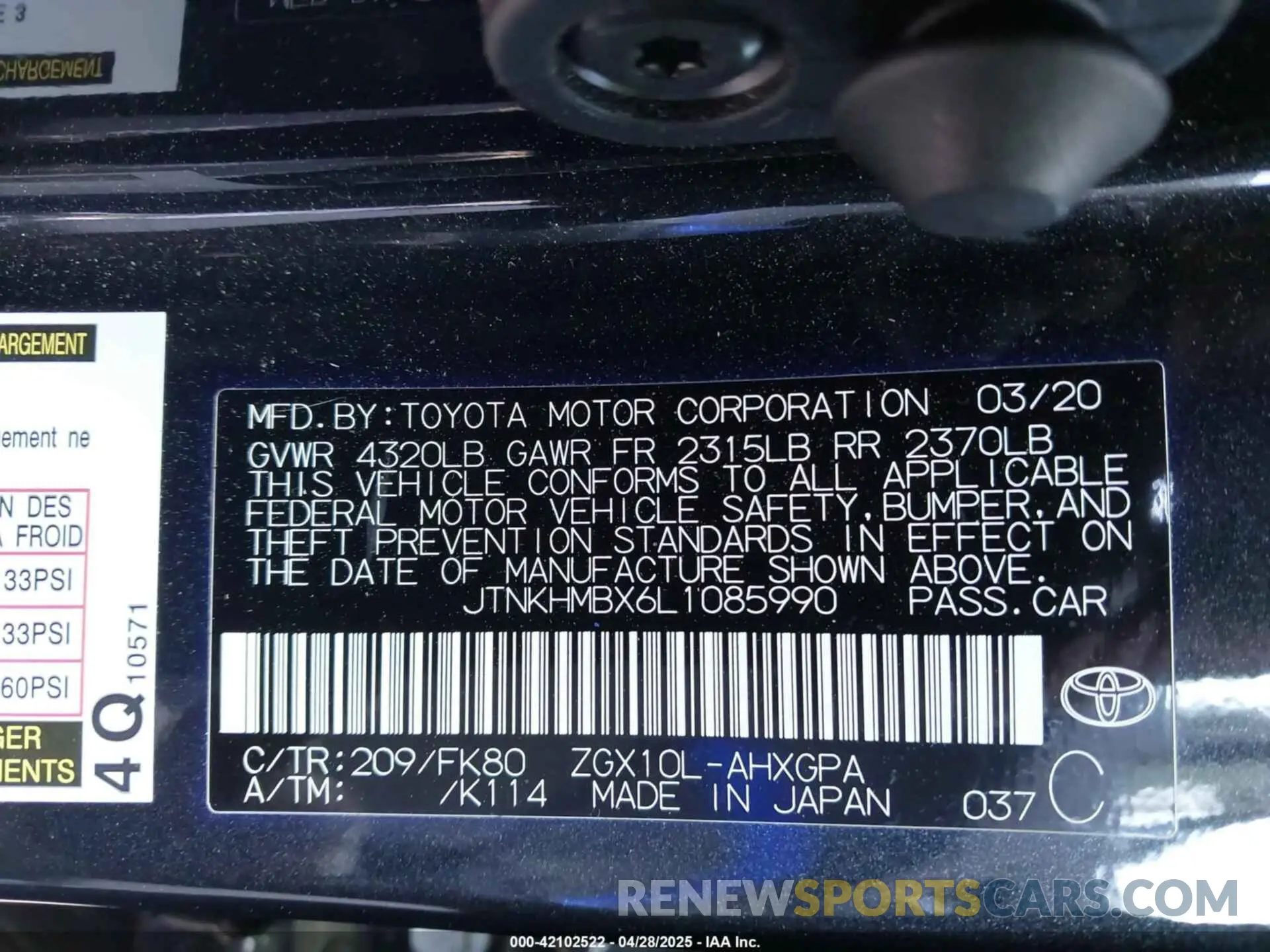 9 Photograph of a damaged car JTNKHMBX6L1085990 TOYOTA C-HR 2020