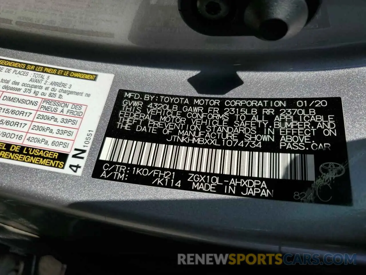 13 Photograph of a damaged car JTNKHMBXXL1074734 TOYOTA C-HR 2020