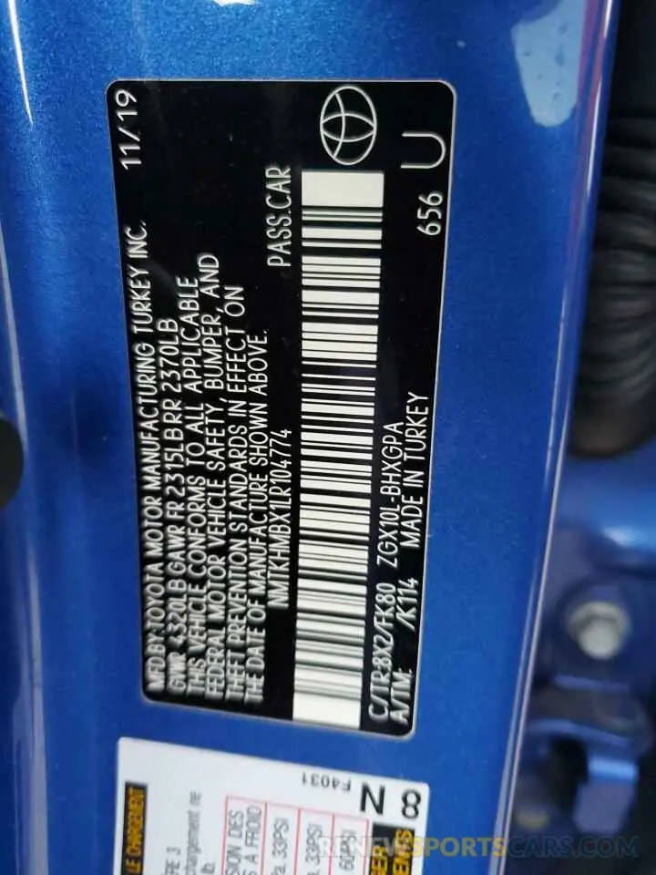 13 Photograph of a damaged car NMTKHMBX1LR104774 TOYOTA C-HR 2020