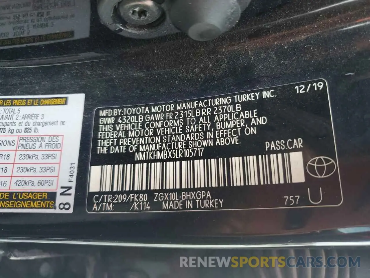 13 Фотография поврежденного автомобиля NMTKHMBX5LR105717 TOYOTA C-HR 2020