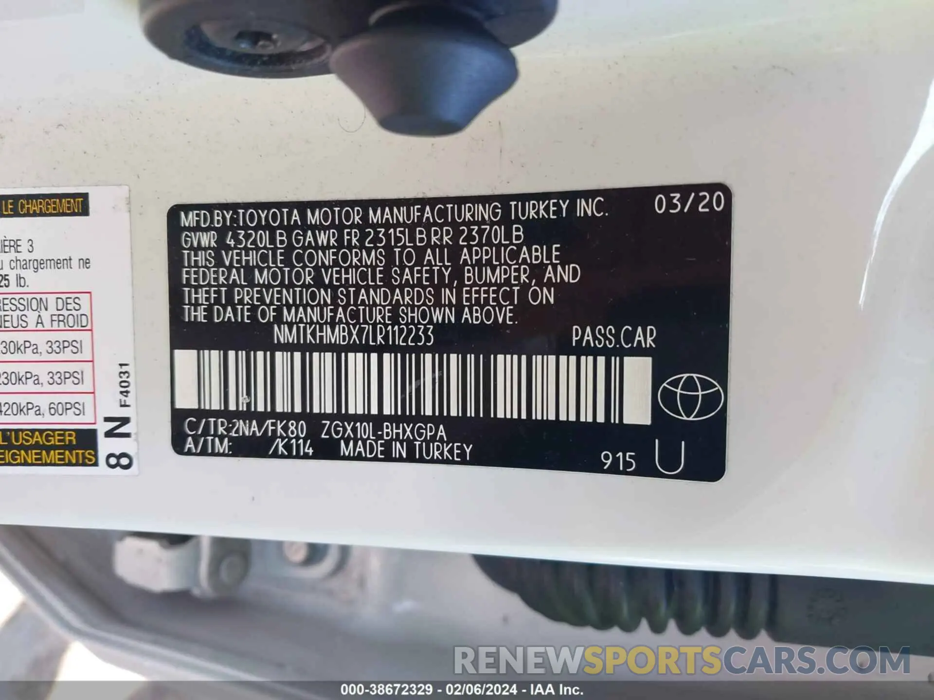 9 Photograph of a damaged car NMTKHMBX7LR112233 TOYOTA C-HR 2020