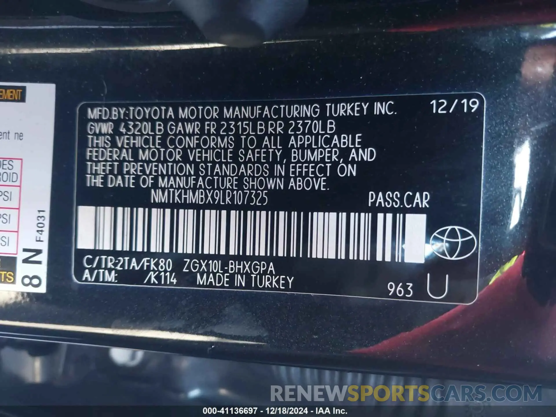 9 Фотография поврежденного автомобиля NMTKHMBX9LR107325 TOYOTA C-HR 2020