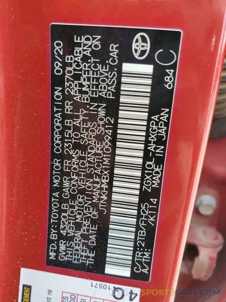 14 Фотография поврежденного автомобиля JTNKHMBX1M1099412 TOYOTA C-HR 2021