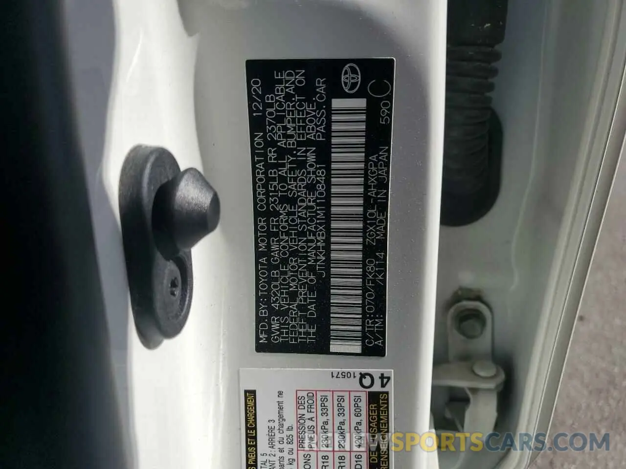 13 Photograph of a damaged car JTNKHMBX1M1108481 TOYOTA C-HR 2021