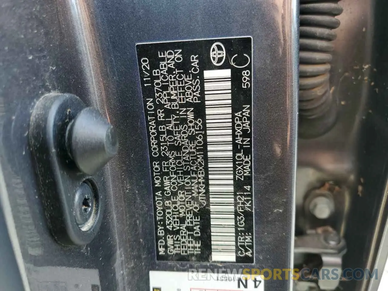14 Photograph of a damaged car JTNKHMBX2M1106156 TOYOTA C-HR 2021