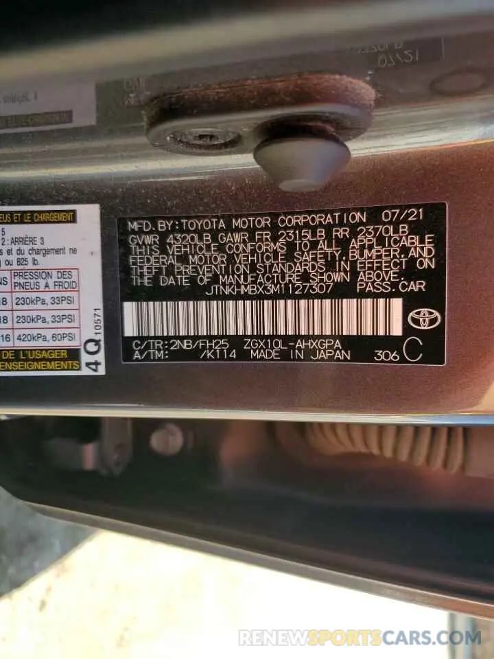 13 Photograph of a damaged car JTNKHMBX3M1127307 TOYOTA C-HR 2021