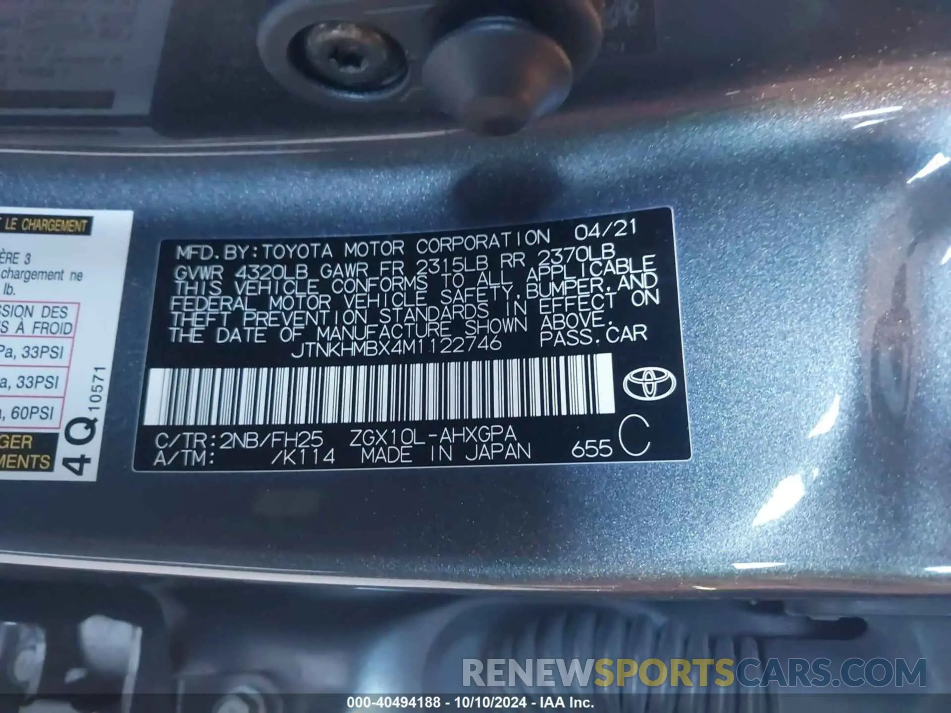 9 Photograph of a damaged car JTNKHMBX4M1122746 TOYOTA C-HR 2021