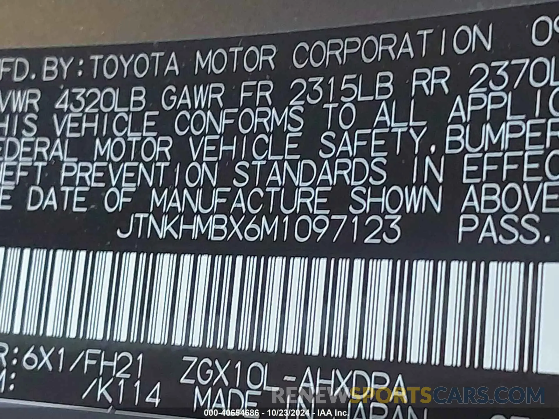 9 Photograph of a damaged car JTNKHMBX6M1097123 TOYOTA C-HR 2021
