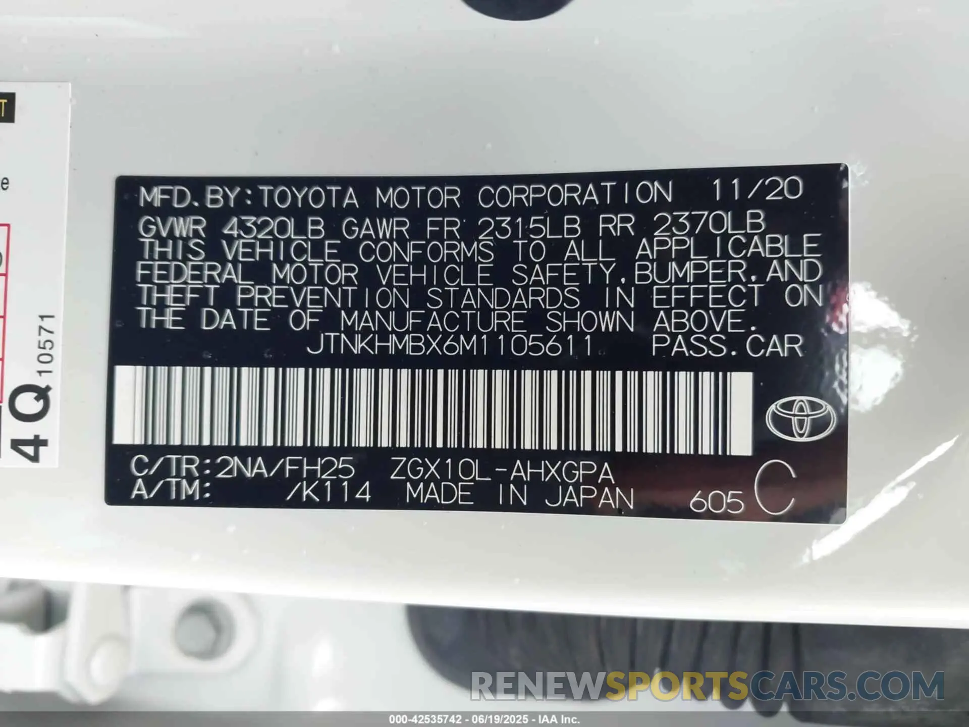 9 Фотография поврежденного автомобиля JTNKHMBX6M1105611 TOYOTA C-HR 2021