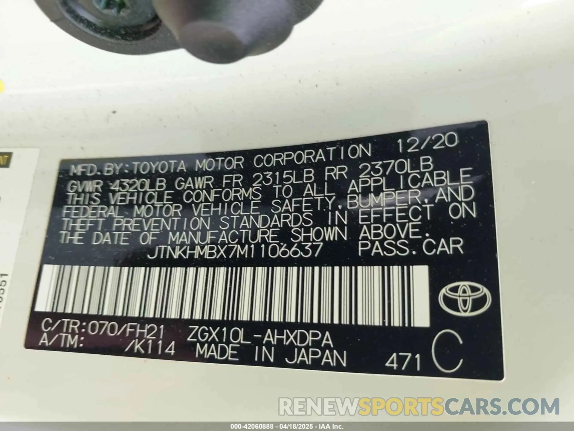 9 Photograph of a damaged car JTNKHMBX7M1106637 TOYOTA C-HR 2021