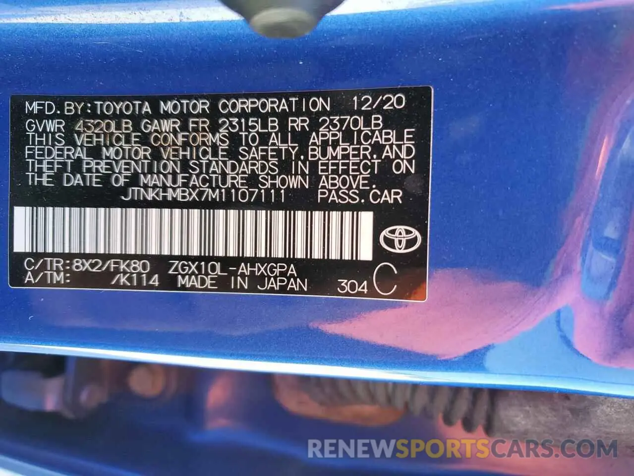 13 Фотография поврежденного автомобиля JTNKHMBX7M1107111 TOYOTA C-HR 2021