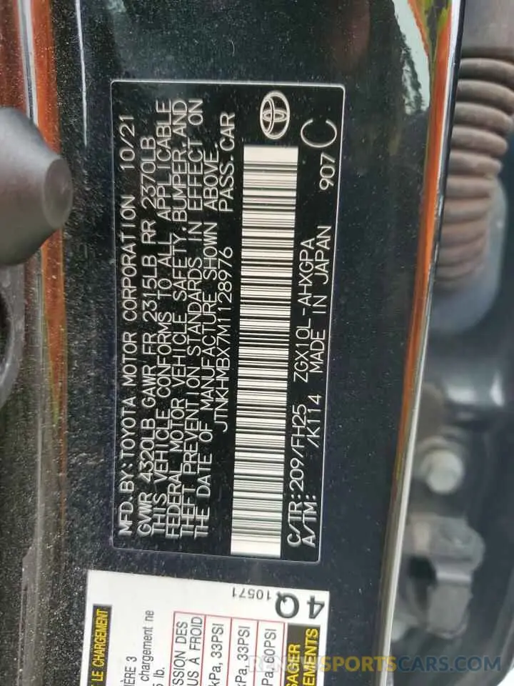 13 Photograph of a damaged car JTNKHMBX7M1128976 TOYOTA C-HR 2021