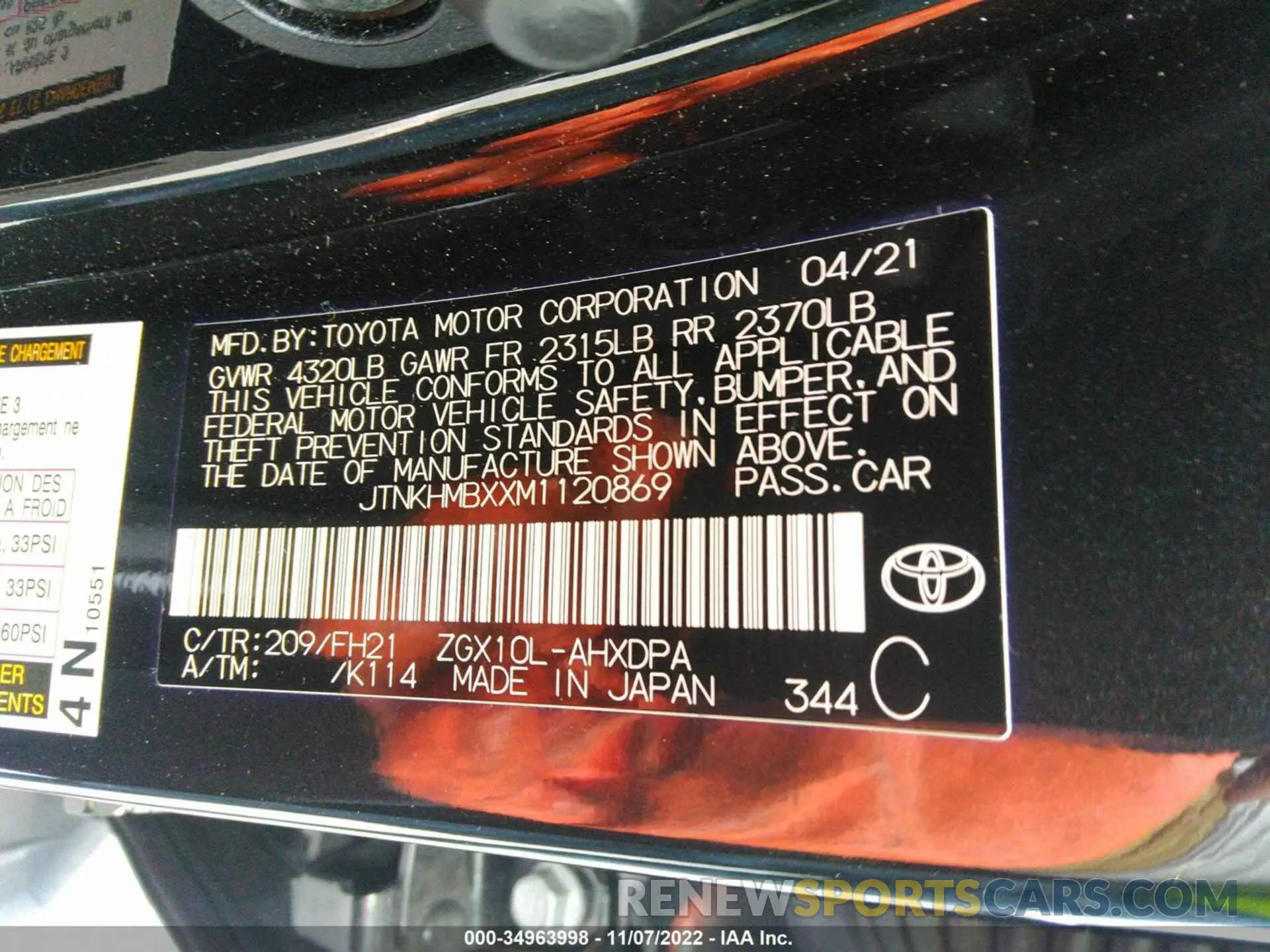 9 Photograph of a damaged car JTNKHMBXXM1120869 TOYOTA C-HR 2021