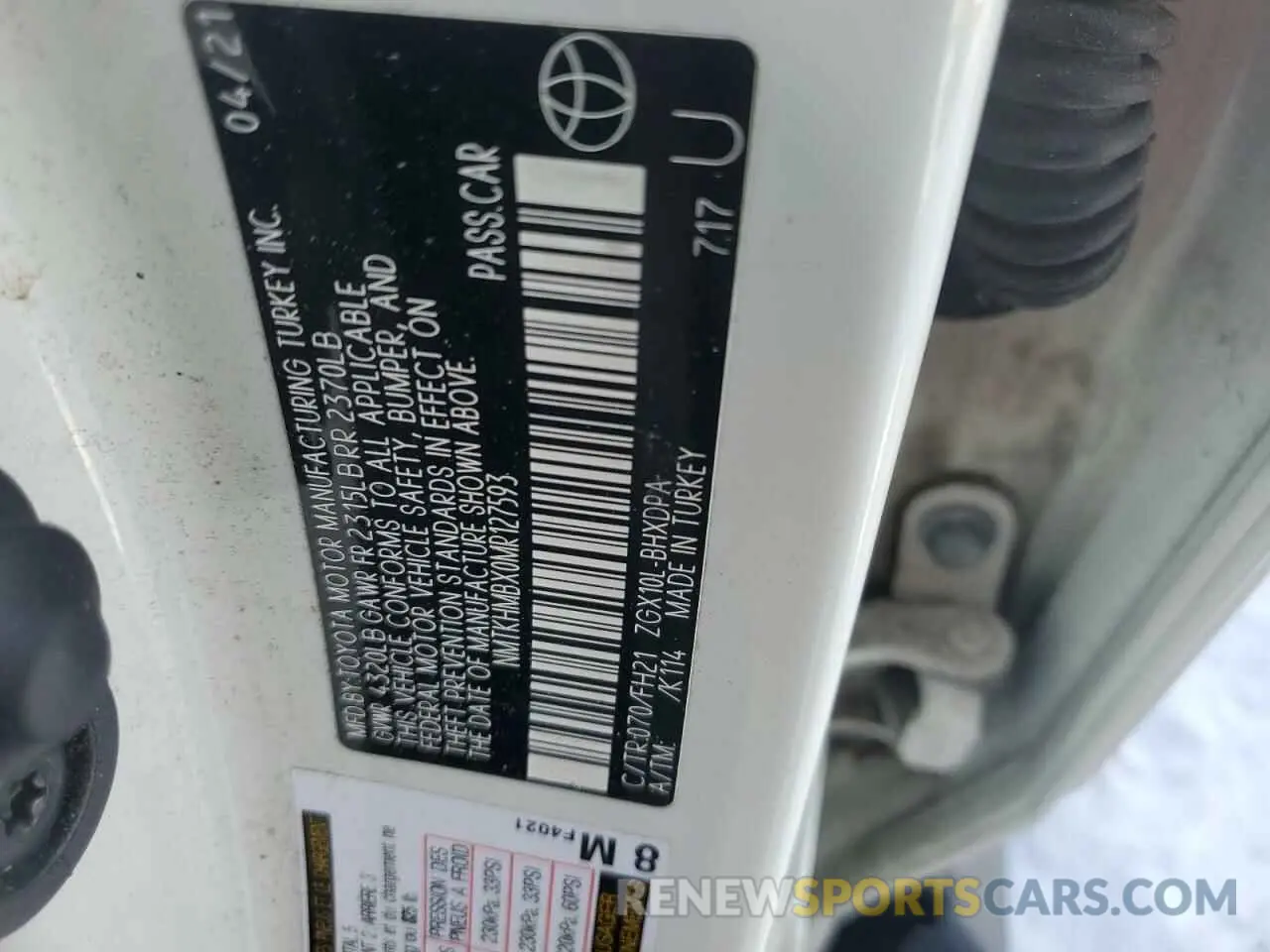 15 Фотография поврежденного автомобиля NMTKHMBX0MR127593 TOYOTA C-HR 2021