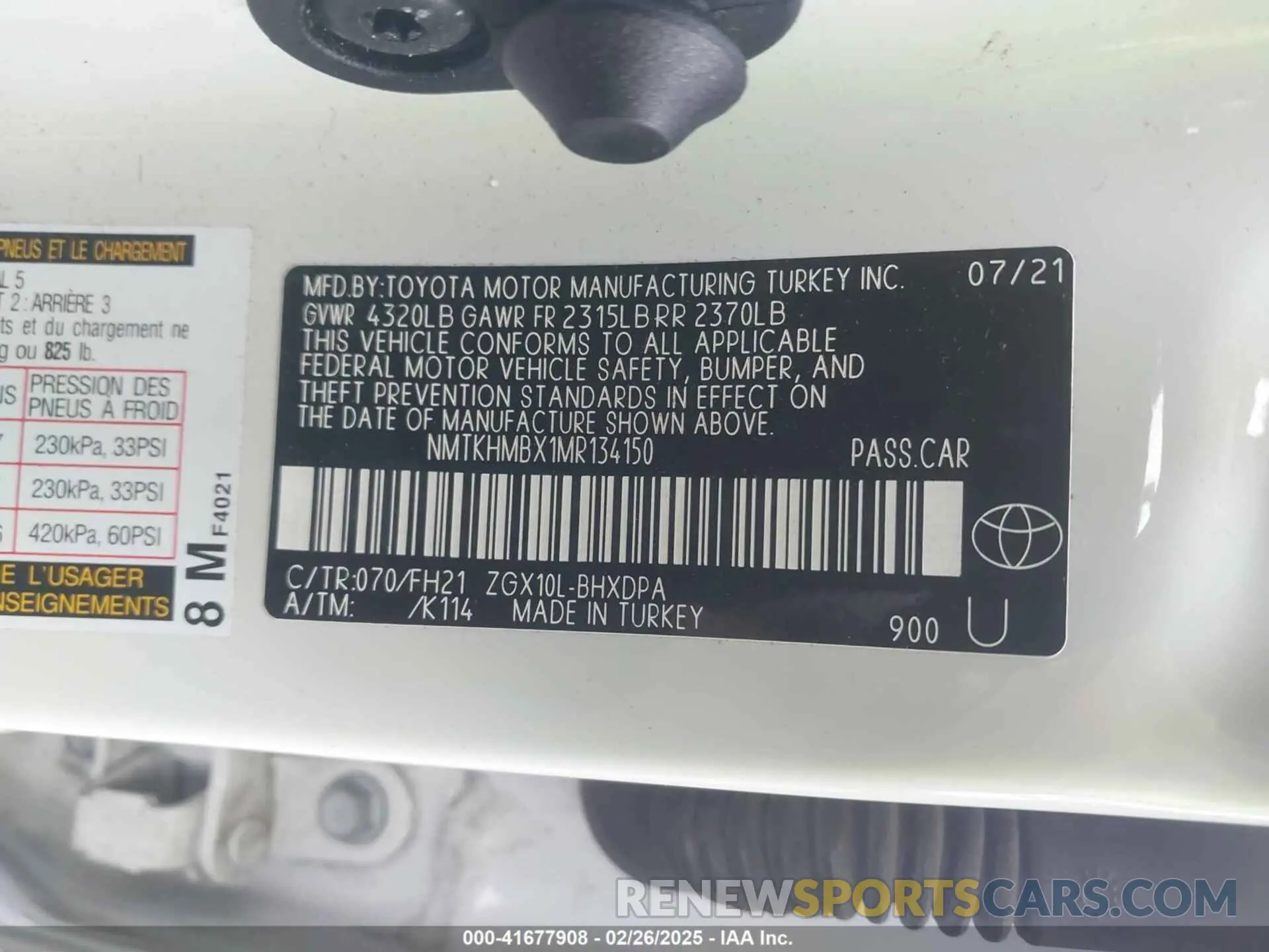 9 Photograph of a damaged car NMTKHMBX1MR134150 TOYOTA C-HR 2021
