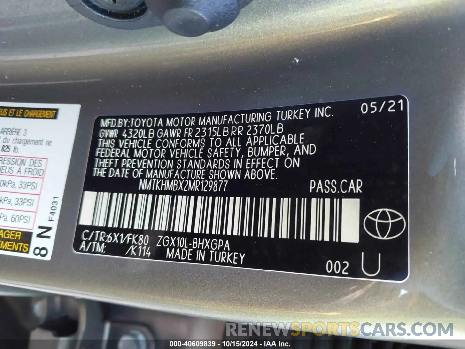 9 Photograph of a damaged car NMTKHMBX2MR129877 TOYOTA C-HR 2021