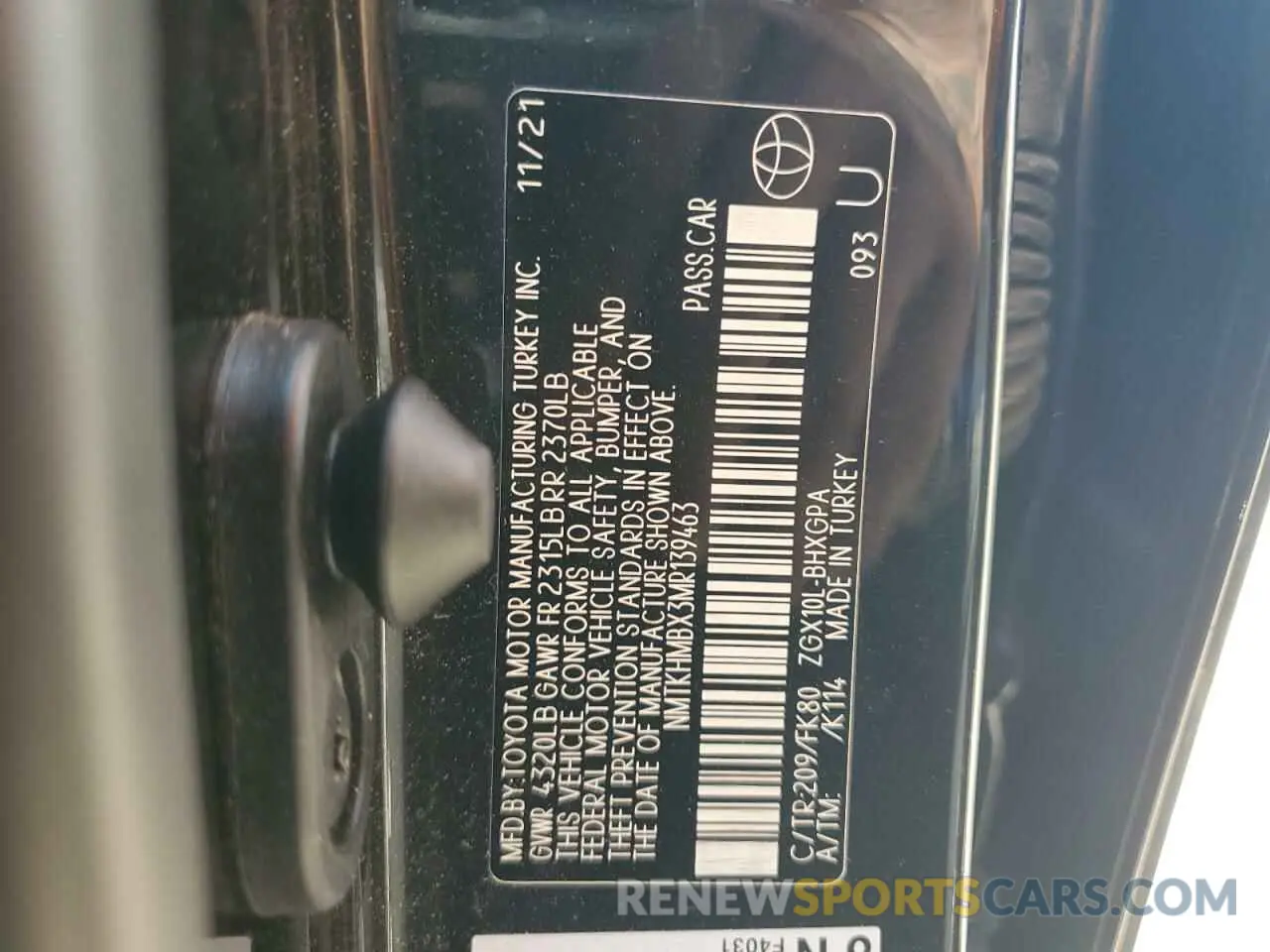 13 Photograph of a damaged car NMTKHMBX3MR139463 TOYOTA C-HR 2021