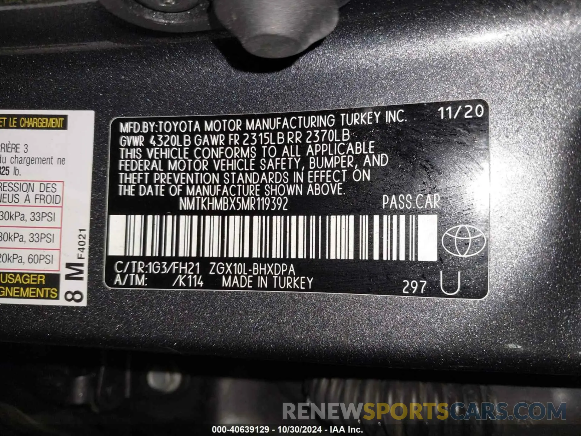 9 Photograph of a damaged car NMTKHMBX5MR119392 TOYOTA C-HR 2021