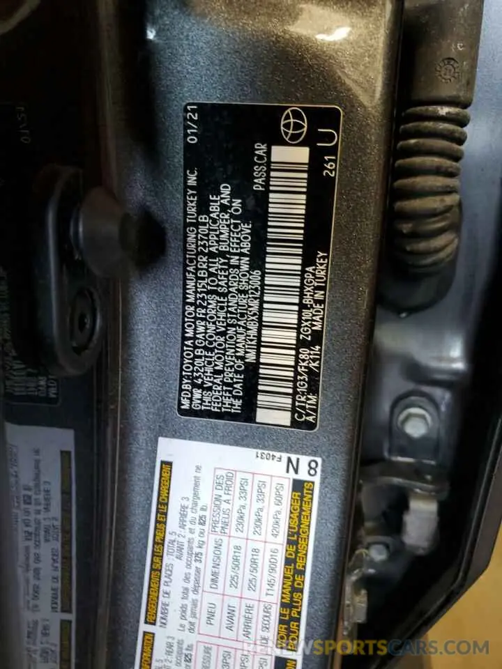 13 Фотография поврежденного автомобиля NMTKHMBX5MR123006 TOYOTA C-HR 2021