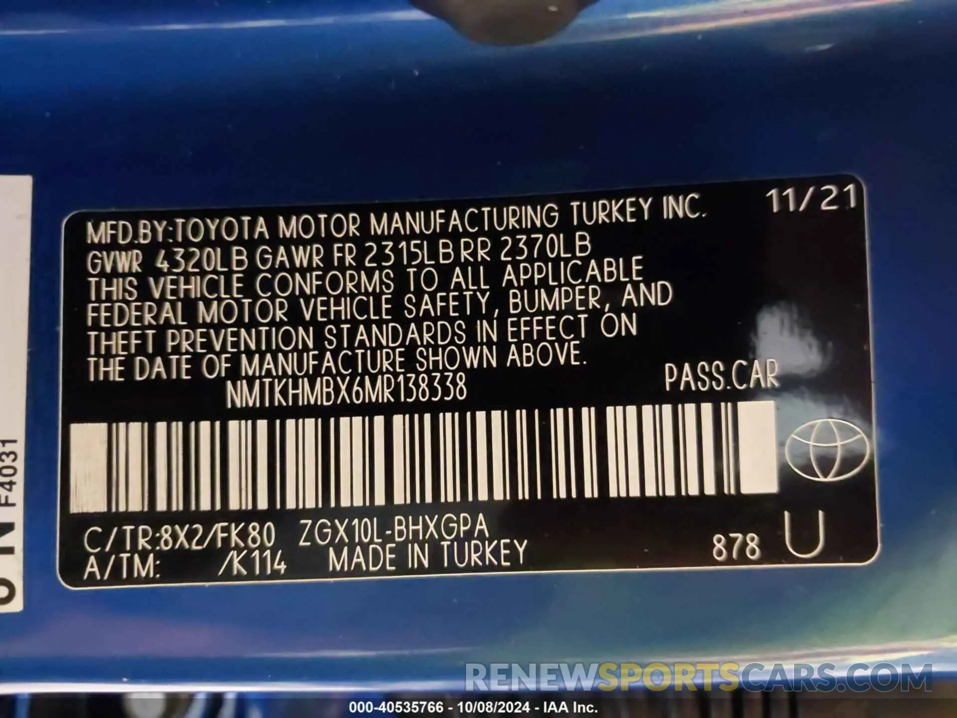 9 Фотография поврежденного автомобиля NMTKHMBX6MR138338 TOYOTA C-HR 2021