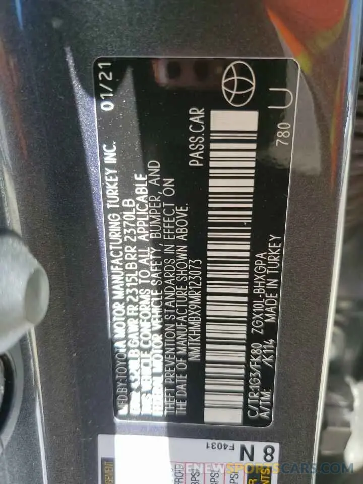 12 Photograph of a damaged car NMTKHMBX9MR123073 TOYOTA C-HR 2021