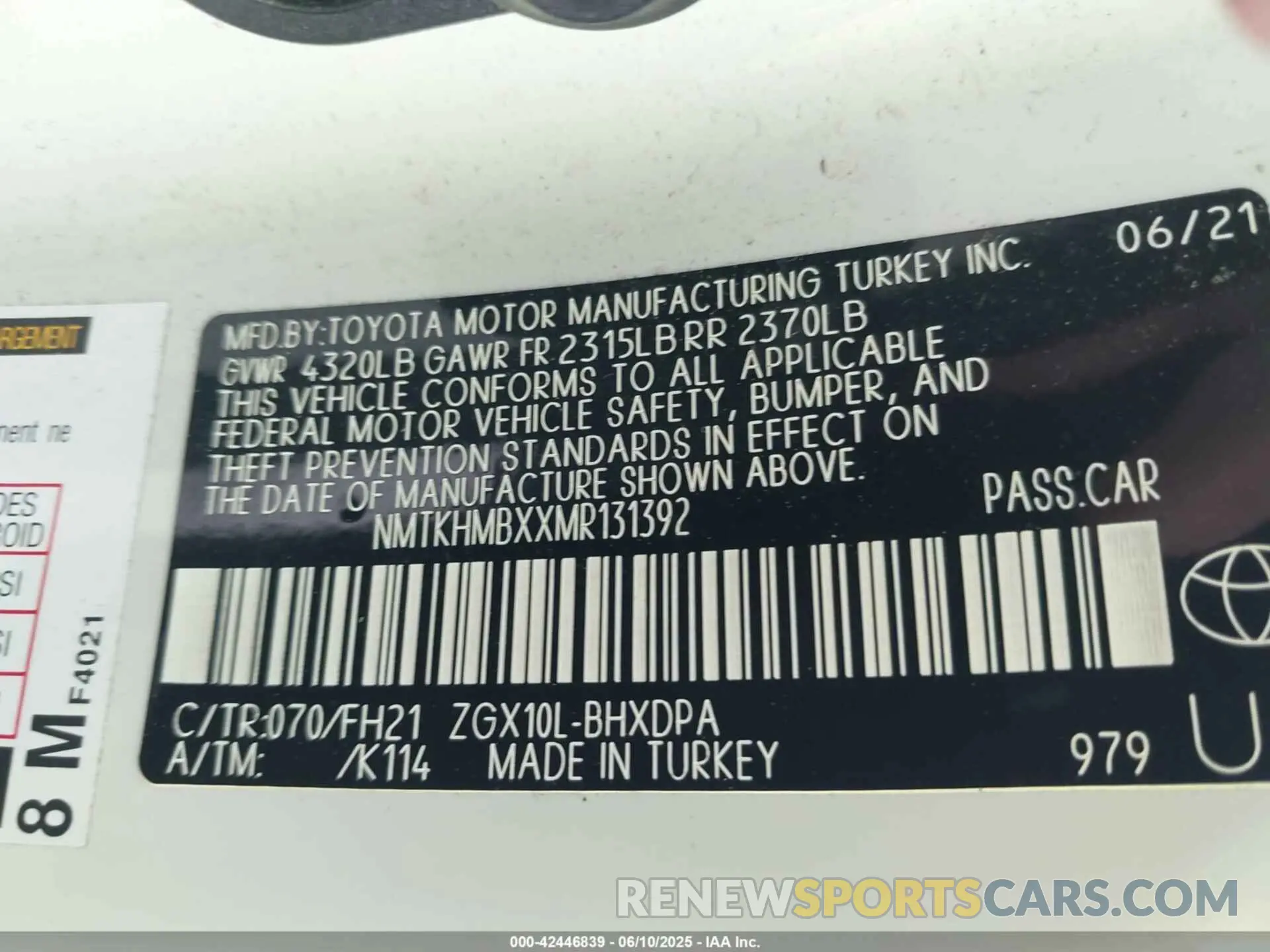 9 Photograph of a damaged car NMTKHMBXXMR131392 TOYOTA C-HR 2021