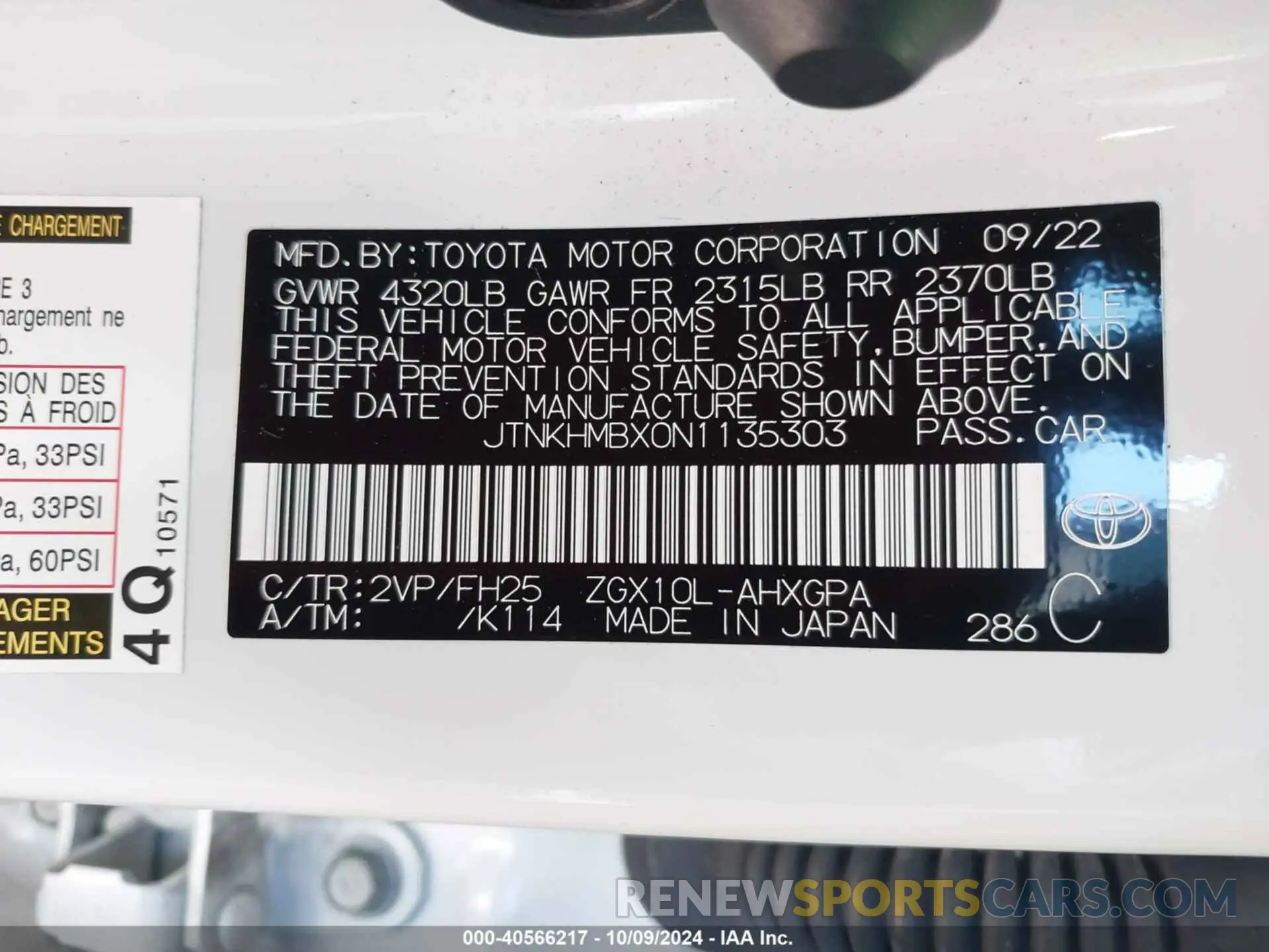 9 Фотография поврежденного автомобиля JTNKHMBX0N1135303 TOYOTA C-HR 2022