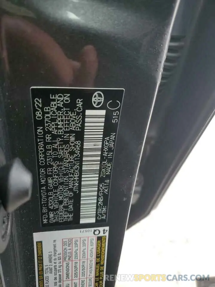 12 Фотография поврежденного автомобиля JTNKHMBX3N1134968 TOYOTA C-HR 2022