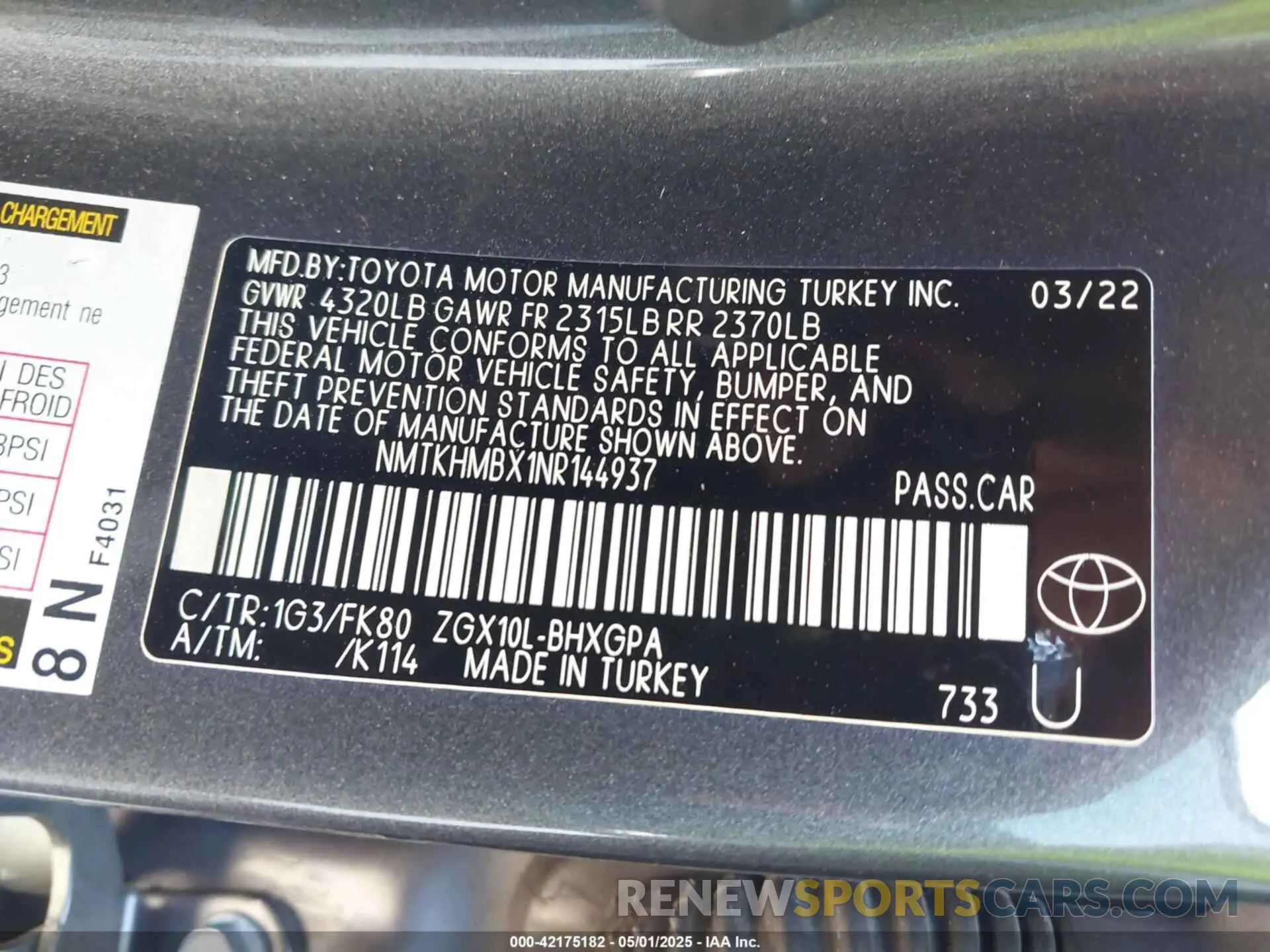 9 Photograph of a damaged car NMTKHMBX1NR144937 TOYOTA C-HR 2022