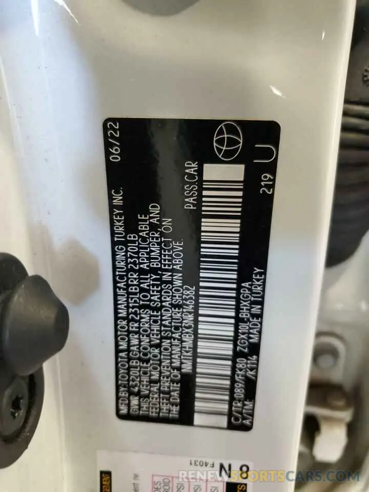 13 Фотография поврежденного автомобиля NMTKHMBX3NR146382 TOYOTA C-HR 2022