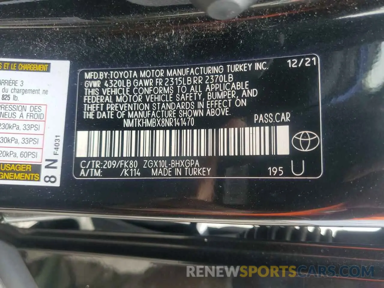 13 Фотография поврежденного автомобиля NMTKHMBX8NR141470 TOYOTA C-HR 2022