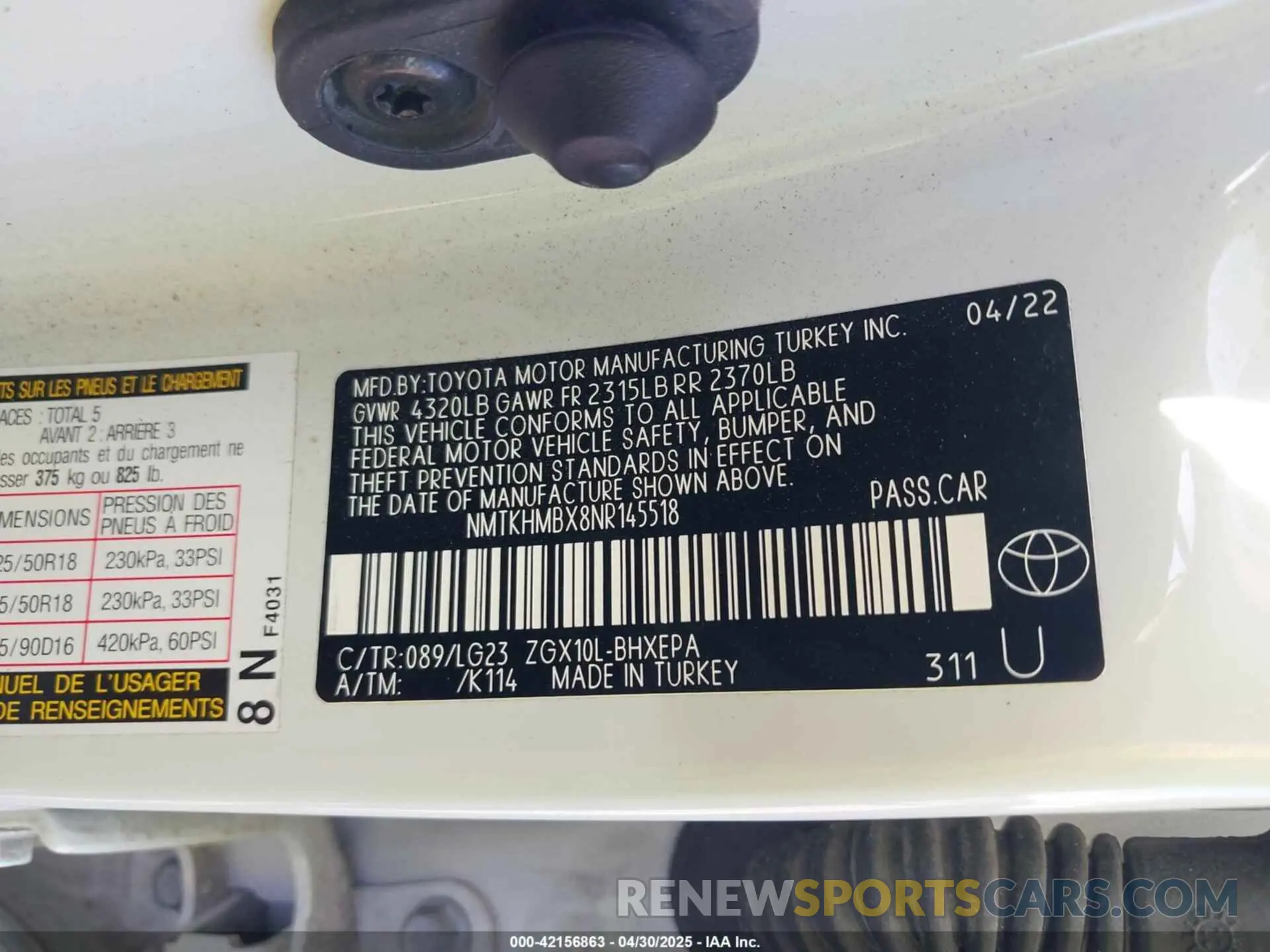 9 Photograph of a damaged car NMTKHMBX8NR145518 TOYOTA C-HR 2022