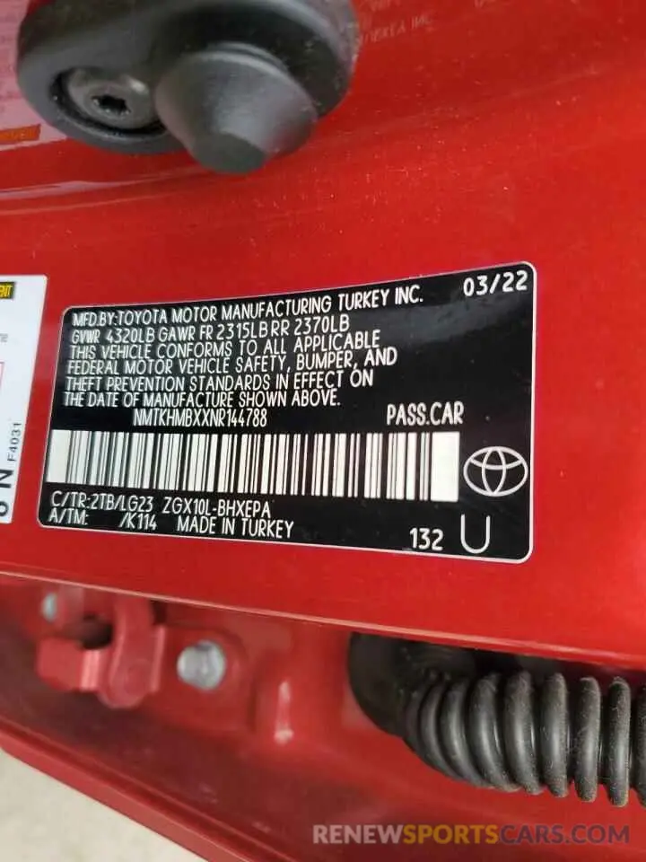14 Photograph of a damaged car NMTKHMBXXNR144788 TOYOTA C-HR 2022