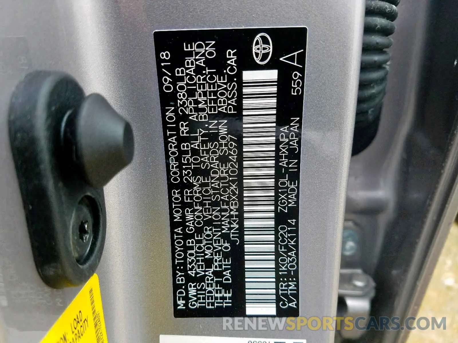 10 Photograph of a damaged car JTNKHMBX2K1024697 TOYOTA C-HR XLE 2019