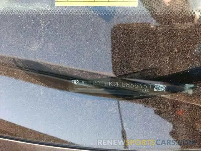 12 Photograph of a damaged car 4T1B11HK2KU856151 TOYOTA CAMRY 2019