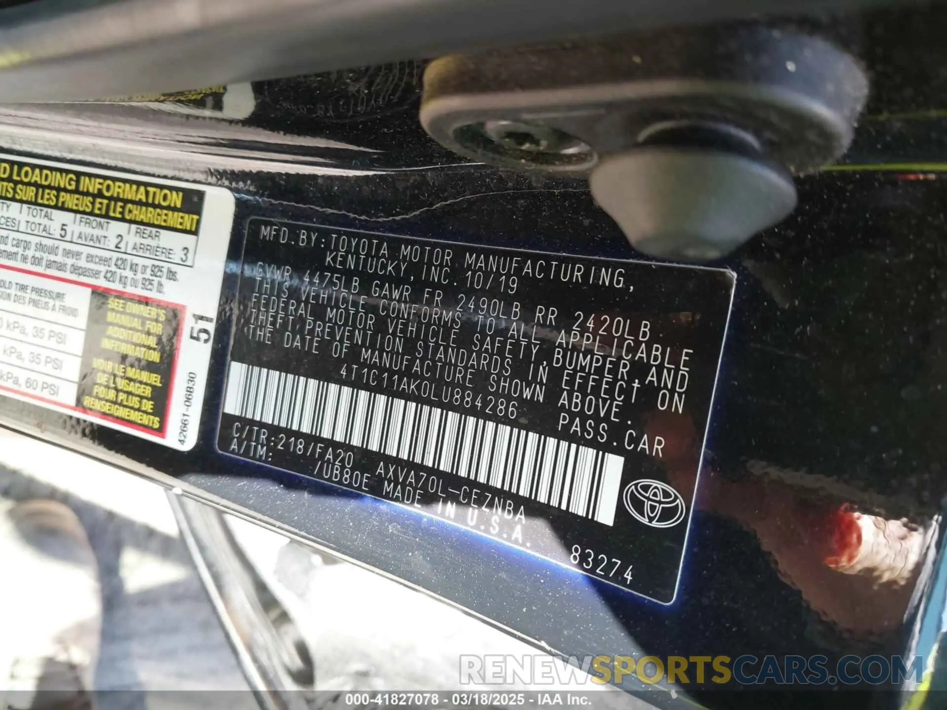 9 Photograph of a damaged car 4T1C11AK0LU884286 TOYOTA CAMRY 2020