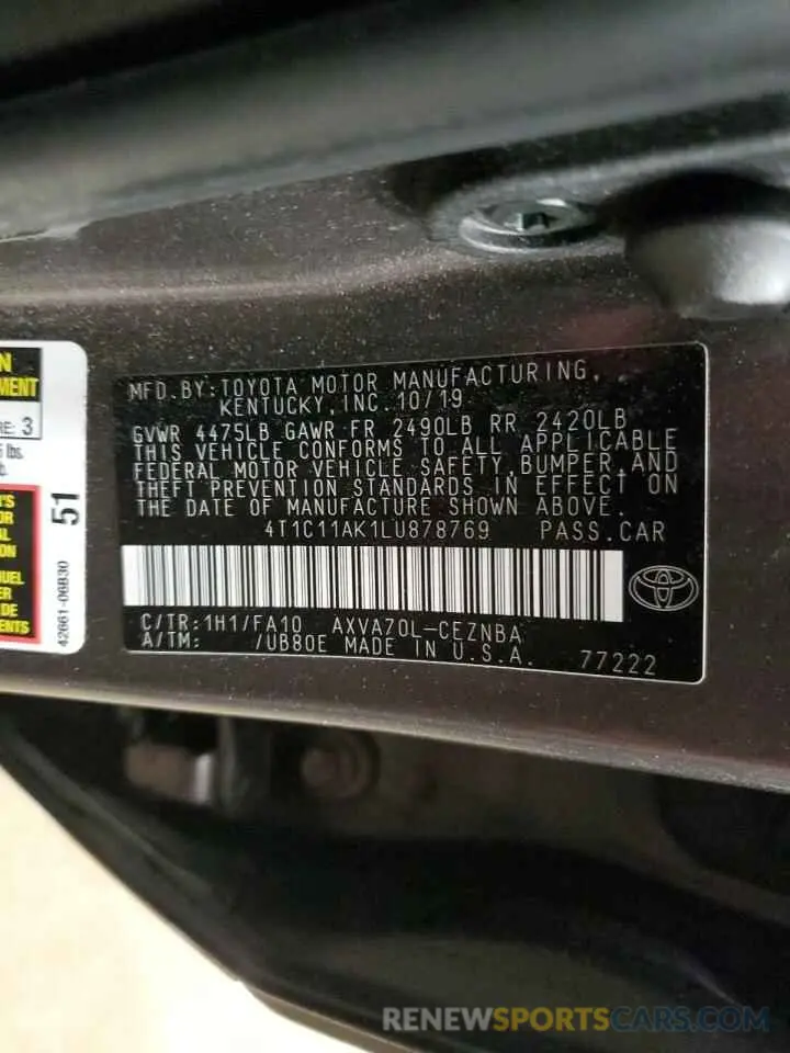 13 Фотография поврежденного автомобиля 4T1C11AK1LU878769 TOYOTA CAMRY 2020