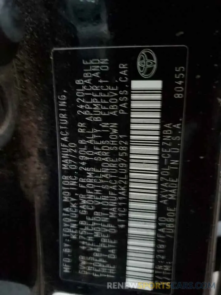 13 Фотография поврежденного автомобиля 4T1C11AK2LU975821 TOYOTA CAMRY 2020