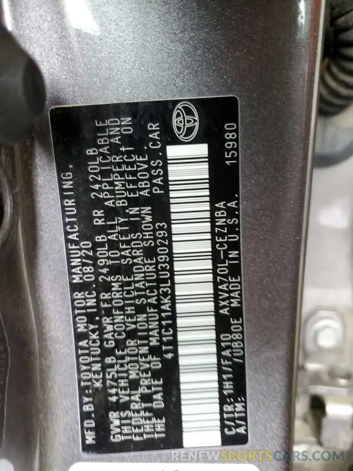 14 Photograph of a damaged car 4T1C11AK3LU390293 TOYOTA CAMRY 2020