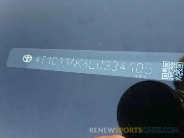 10 Photograph of a damaged car 4T1C11AK4LU334105 TOYOTA CAMRY 2020