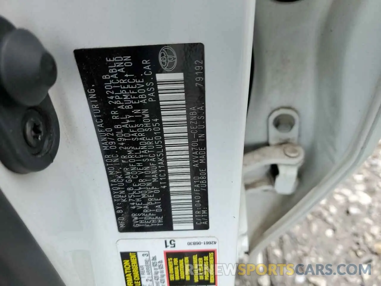 12 Фотография поврежденного автомобиля 4T1C11AK5LU501054 TOYOTA CAMRY 2020