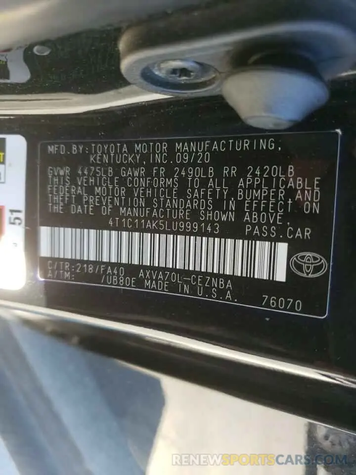 10 Photograph of a damaged car 4T1C11AK5LU999143 TOYOTA CAMRY 2020