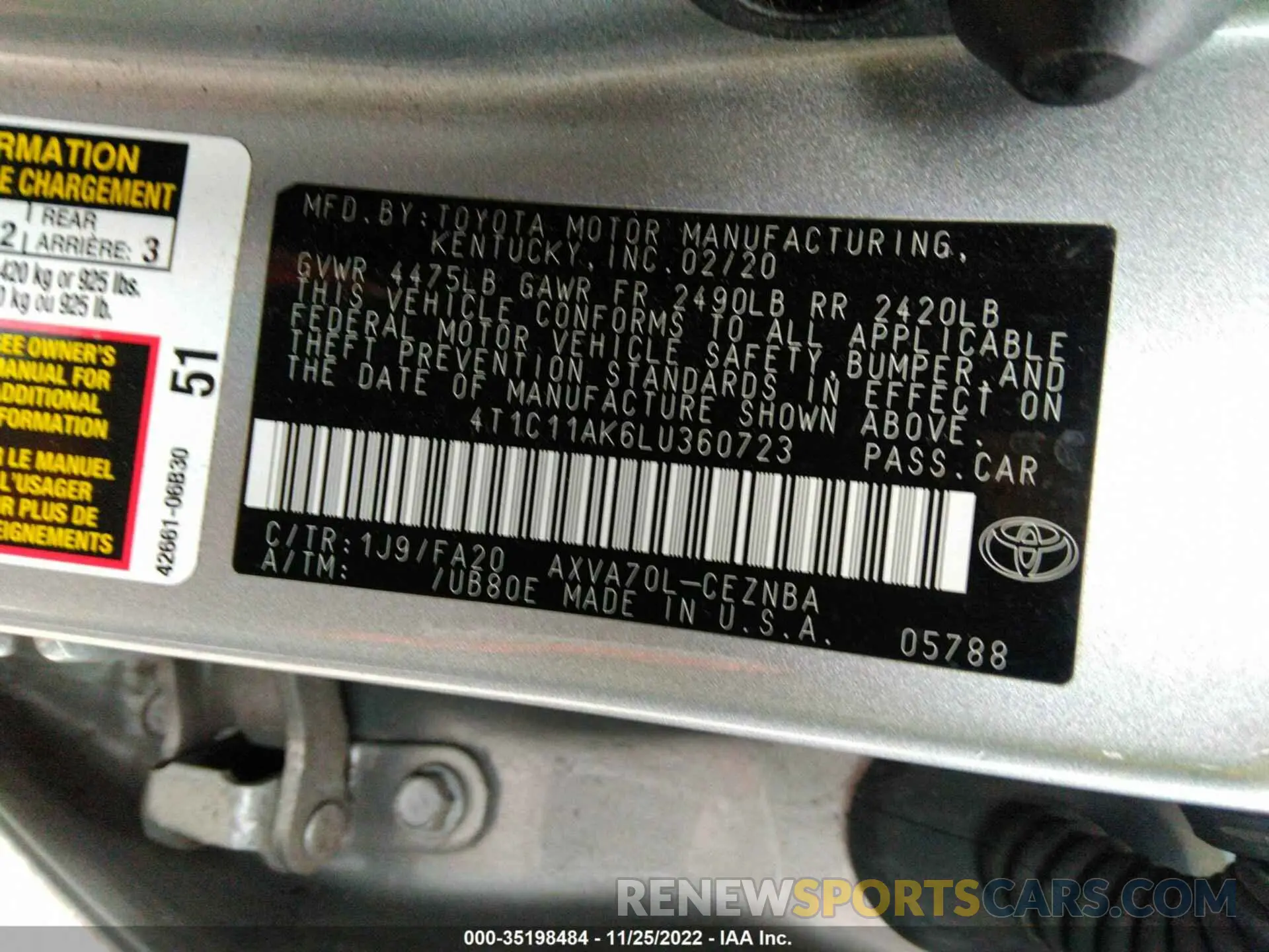 9 Photograph of a damaged car 4T1C11AK6LU360723 TOYOTA CAMRY 2020