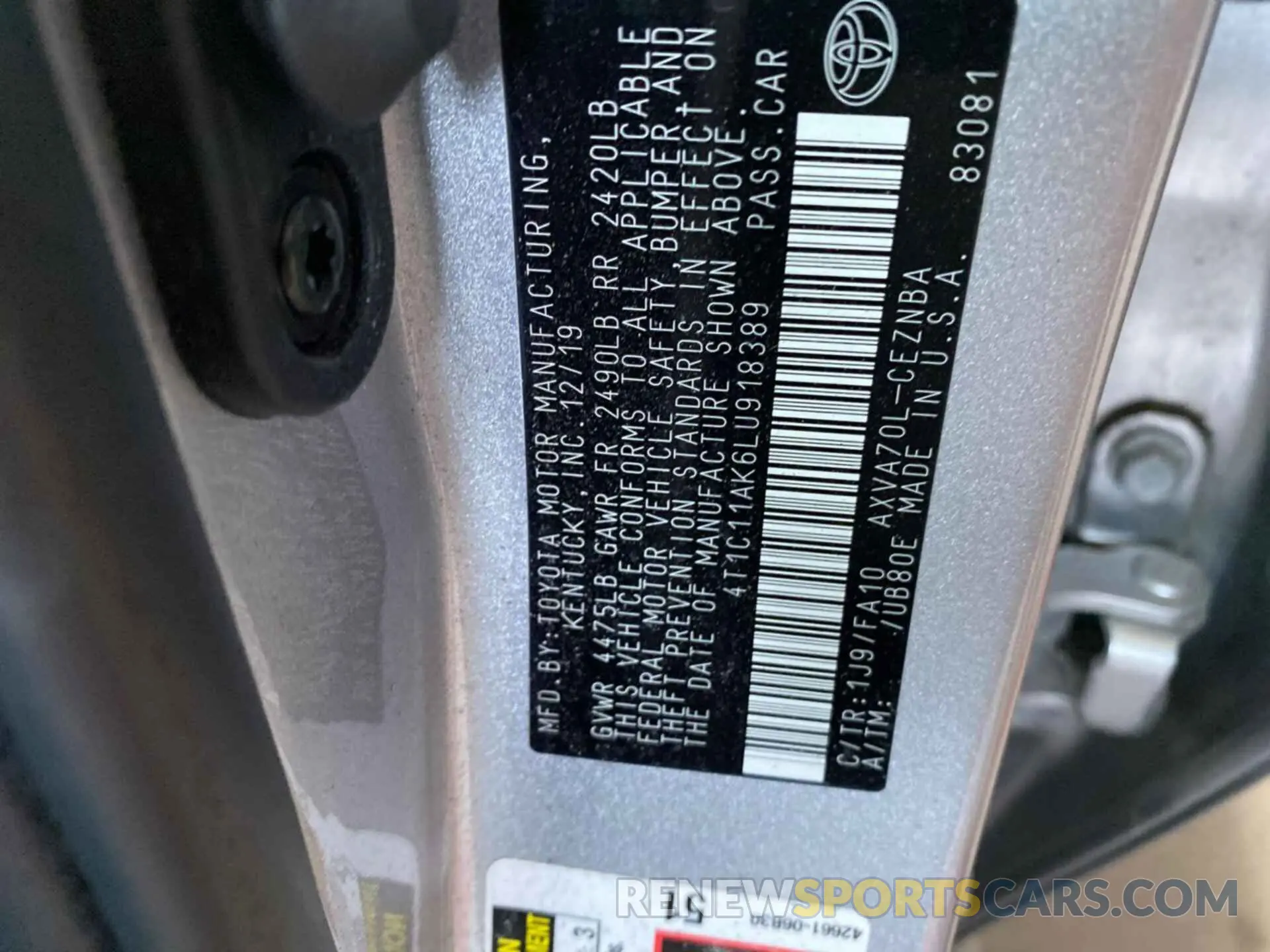 11 Фотография поврежденного автомобиля 4T1C11AK6LU918389 TOYOTA CAMRY 2020
