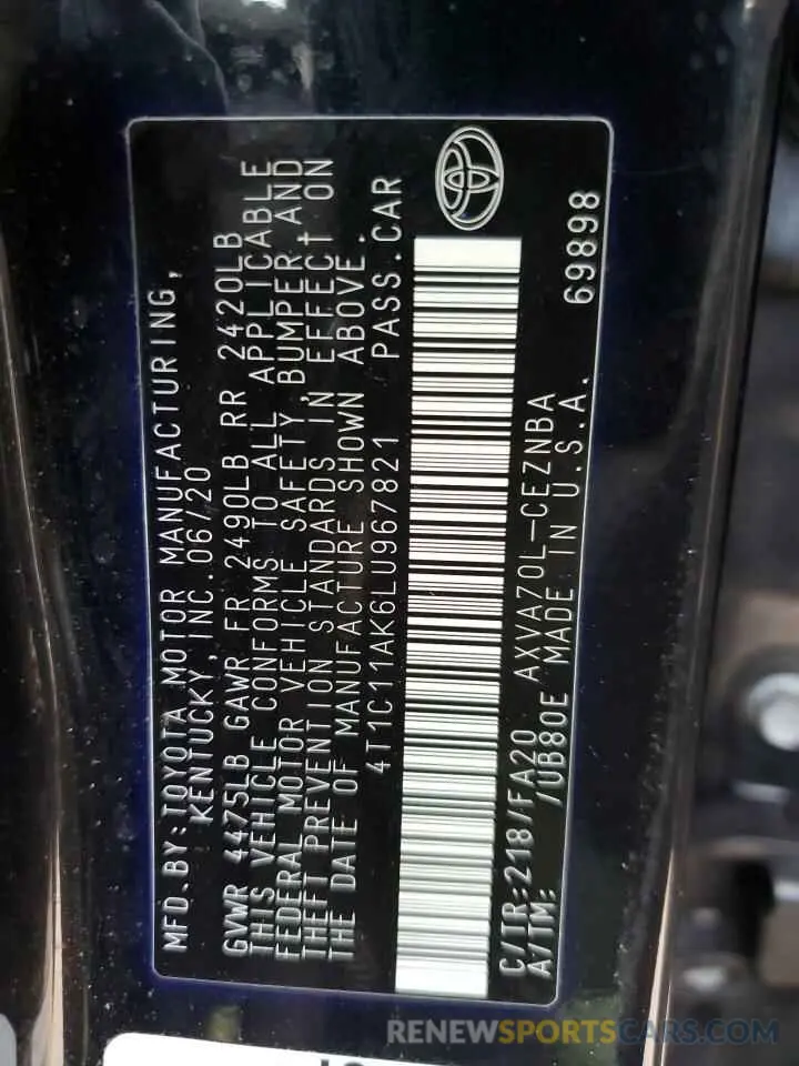 12 Фотография поврежденного автомобиля 4T1C11AK6LU967821 TOYOTA CAMRY 2020