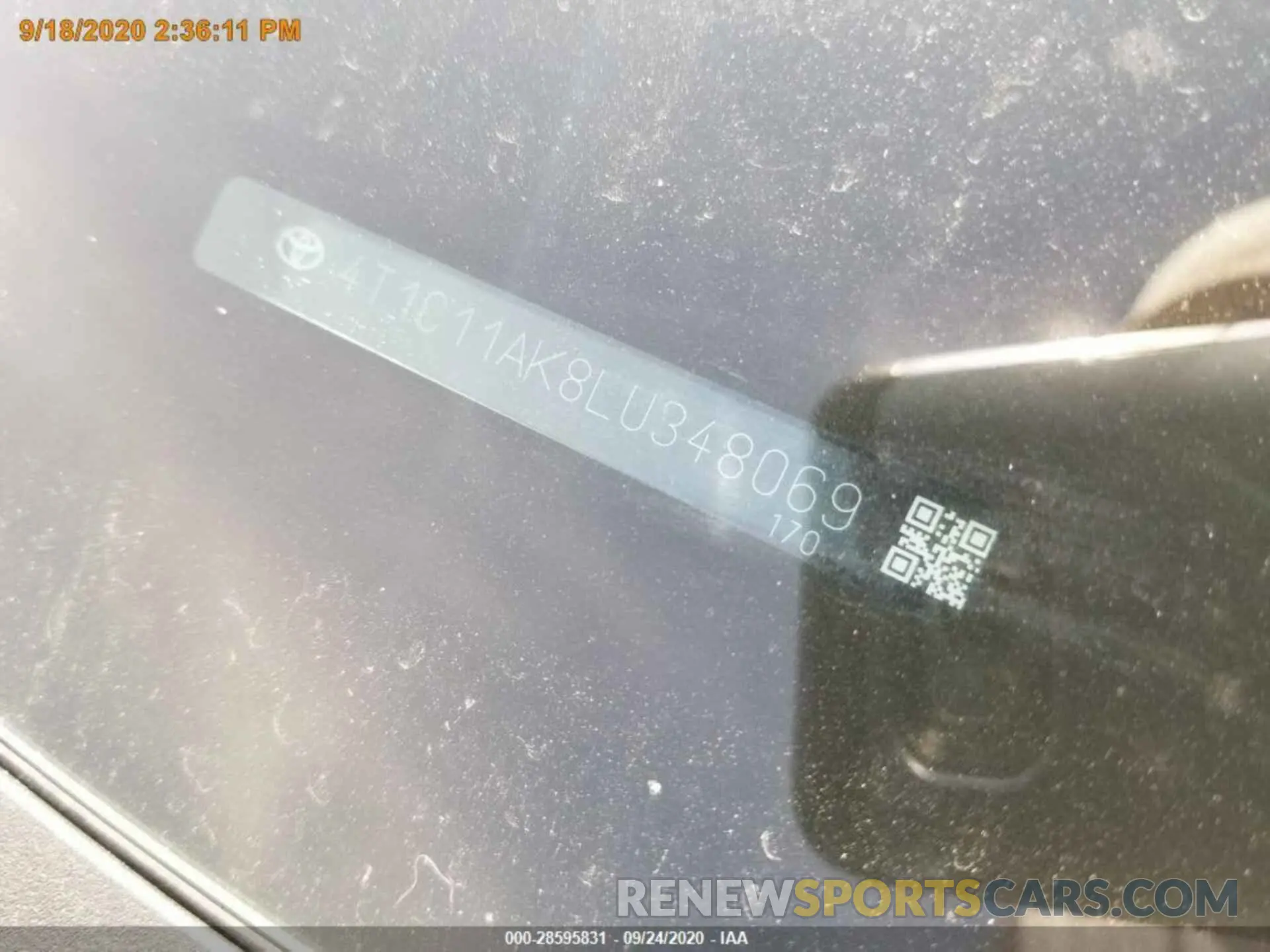 13 Photograph of a damaged car 4T1C11AK8LU348069 TOYOTA CAMRY 2020